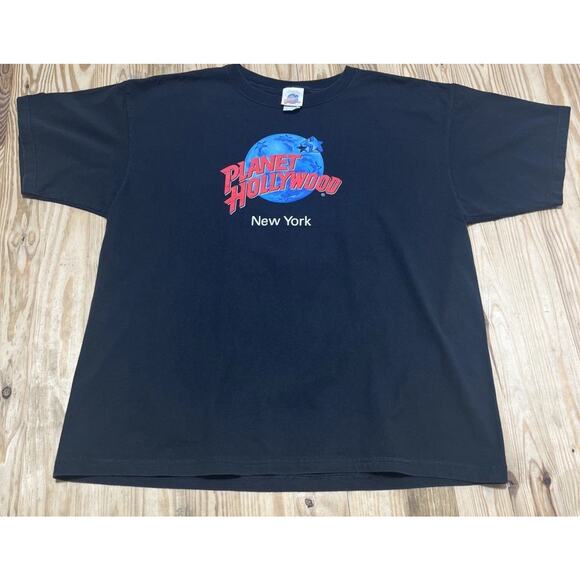 Vtg Planet Hollywood New York T-Shirt XXL Black 90s Single Stitch Made in USA - Picture 1 of 4